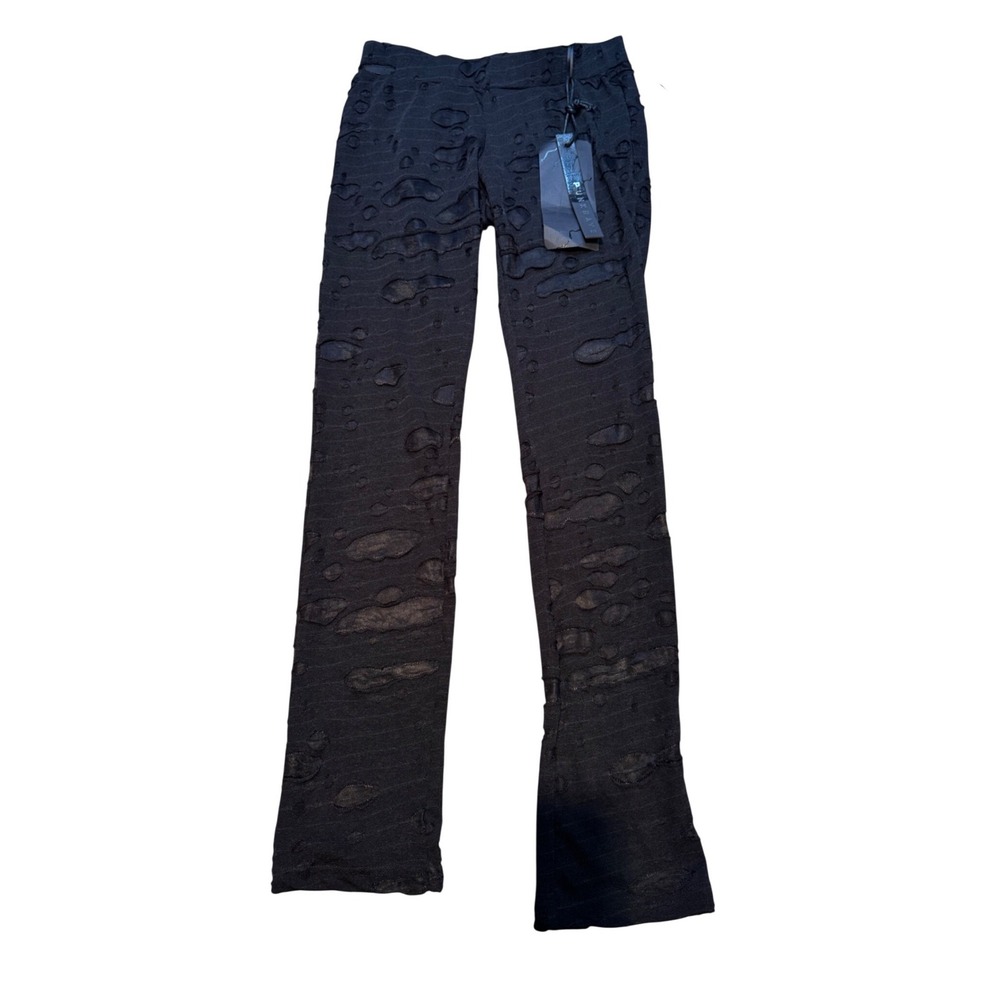 Punk‎ Rave Black Distressed Textured Skinny Pants NWT Goth Grunge Cyberpunk Alt - Picture 2 of 11